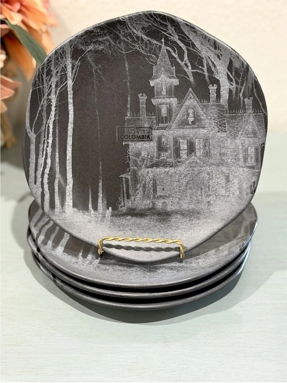 Corona Halloween Haunted House Salad/Dessert Plates Set-4. 8